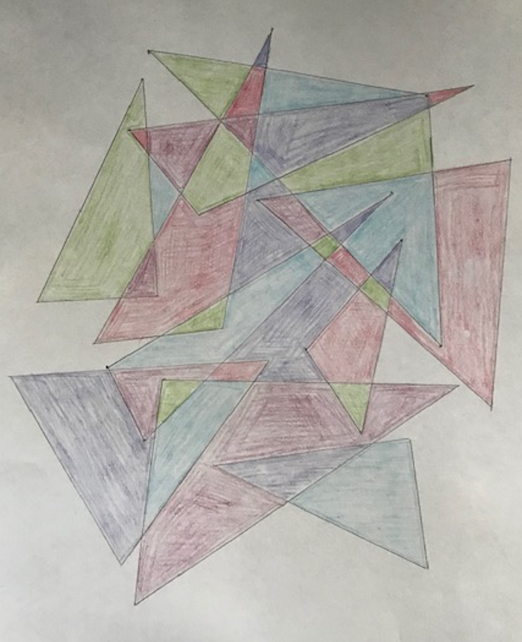 picture of a pagee of colored triangles