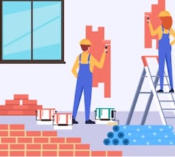 image of two workers painting a house