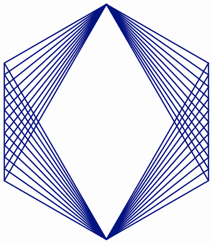 image of the final result, the hexagon with a rhombus in the middle formed by strings